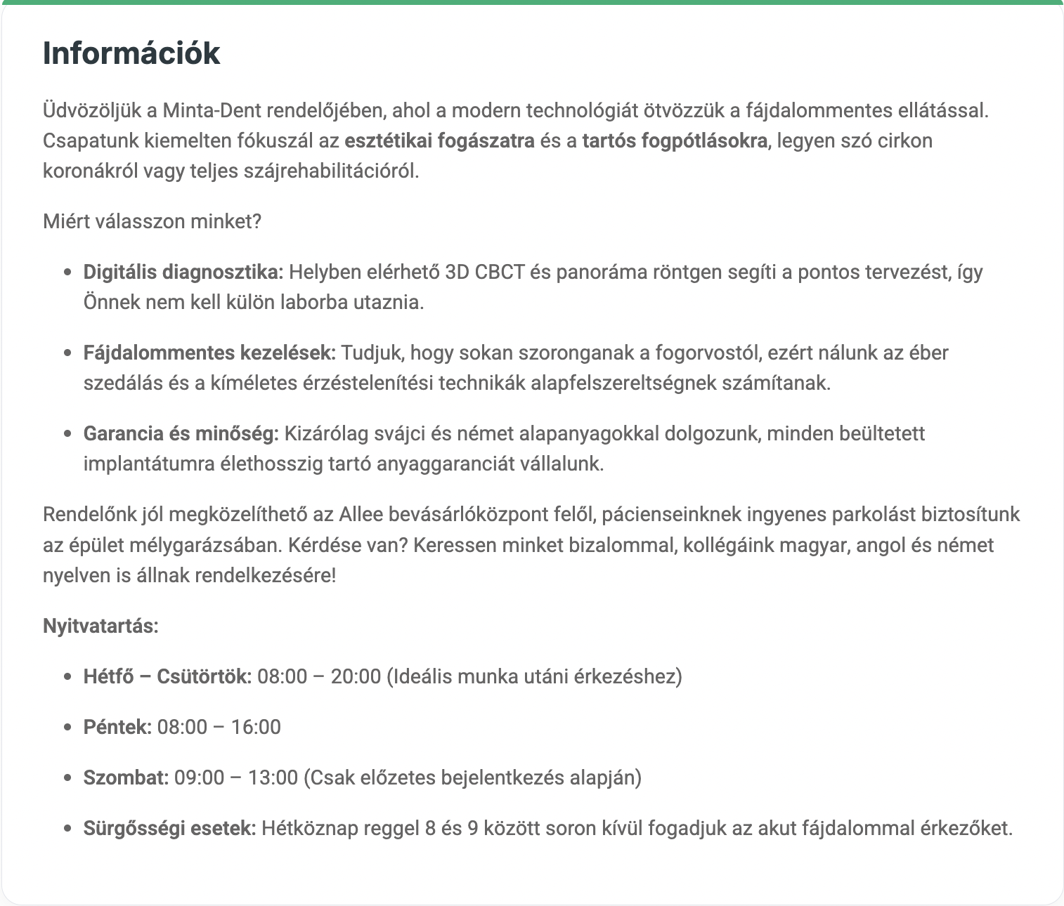 Medgo profil szöveges leírása